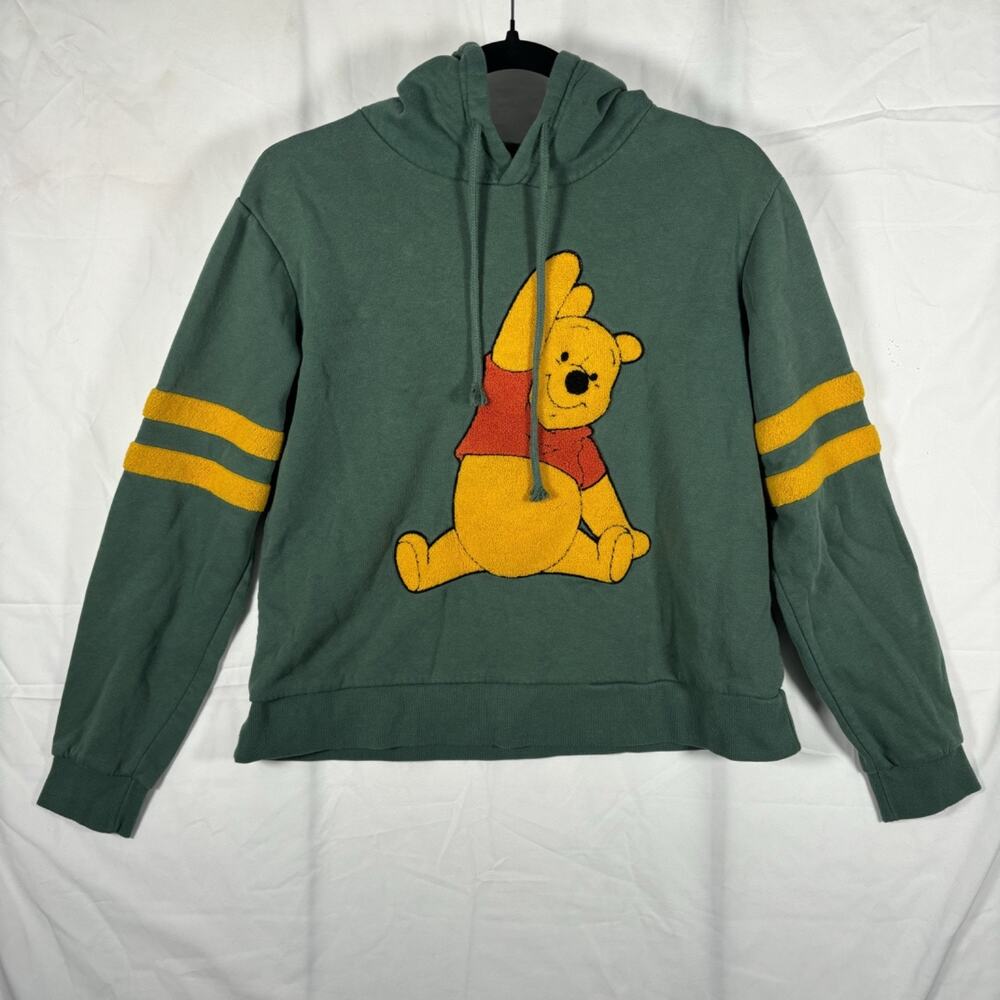 Disney Hoodie Women's Size Small Green Pullover Hoodie Winnie The Pooh Fuzzy